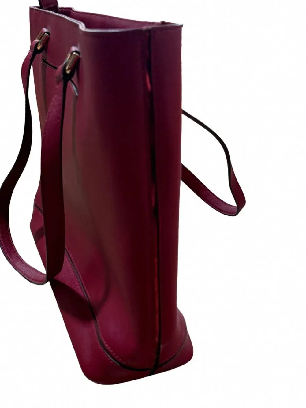 Michael Kors Sady Large Saffiano Leather Laptop Tote Bag Wine Red